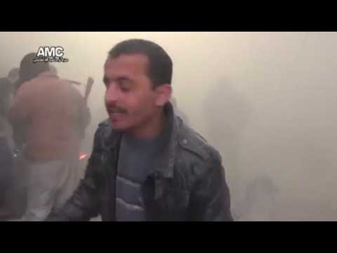 Bakery hit by air strikes in Syria's Aleppo - amateur video