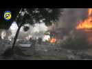 Air strikes in Syria's Idlib kill 3, set fire to market