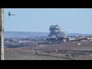 Video purports to show air strikes on rebel-held outskirts of Aleppo