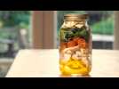Chicken, spinach and walnut jar salad