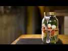 Tomato and mozzarella fusilli pasta jar salad