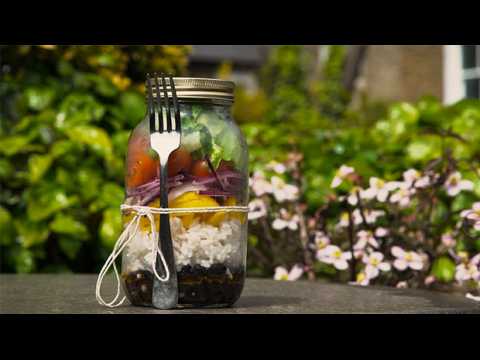 Rice and black bean jar salad