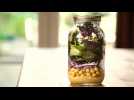 Chickpea, red butterhead lettuce and feta jar salad