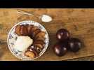 10-minute caramelised plums with mascarpone recipe
