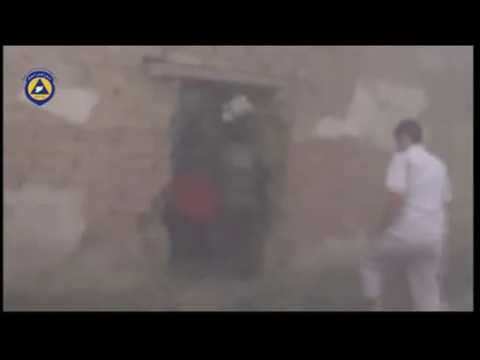 Children rescued after air strikes near Damascus - amateur video