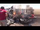Amateur video purports to show wreckage of Russian helicopter downed in Syria