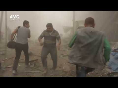 Social media videos purport to show aftermath of Aleppo air strikes