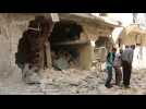 Destruction after air strikes on Aleppo - amateur video
