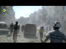 Aleppo air strike causes destruction and chaos - amateur video