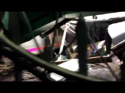 Amateur video shows mangled wreckage, debris at Hoboken crash site
