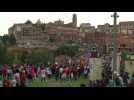 Bull released in Tordesillas to kick off Spanish bull-lancing festival amid protests