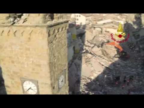 Aerial footage shows extent of quake destruction in Amatrice