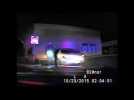 Dashcam video captures moment police officer is slammed into his own patrol car