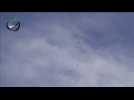 Suspected Russian fighter jets strike in formation over northern Syria - online video
