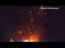 A house explodes in fireworks when it catches fire