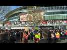 Football: Fans protest outside Arsenal stadium against owners following Super League collapse