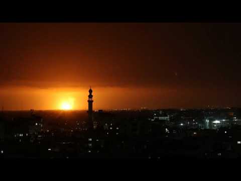 Israeli air strikes and Hamas rockets seen from the Gaza Strip