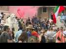Demonstration in Rome against mandatory green pass for indoor dining and entertainment