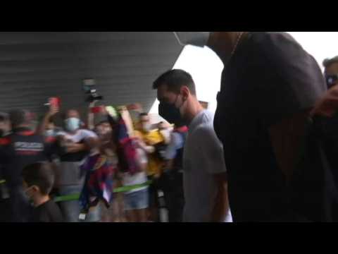 Football: Lionel Messi and family arrive at Barcelona airport