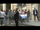 Supporters gather outside Parisian hotel to catch glimpse of Messi