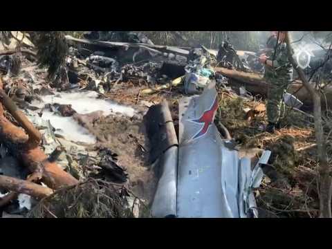 Images of Russian military plane crash site