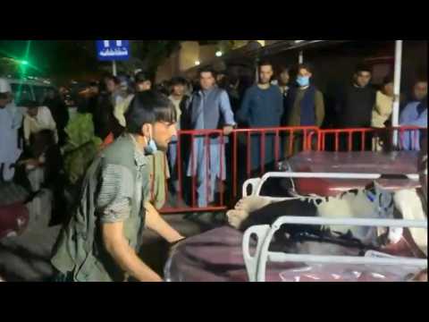 Injured people arrive Kabul hospital after airport blast
