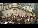 Extinction Rebellion block roads outside Bank of England in London