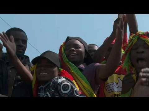 Supporters of the Zambian opposition leader gather in Lusaka after election