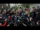 Nobel Peace prize winner Dmitry Muratov arrives for press statement