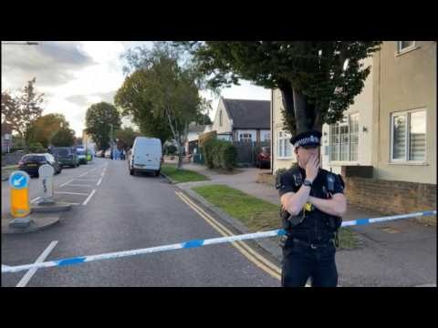 Police and media at scene where British MP David Amess was fatally stabbed
