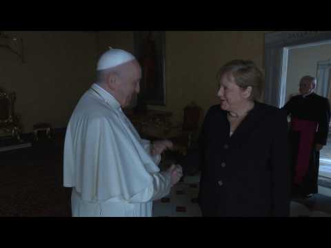 Pope Francis meets German chancellor Angela Merkel