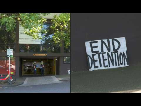 Scene outside Australian facility where Djokovic is being held