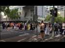Djokovic supporters outside Melbourne court after visa case win