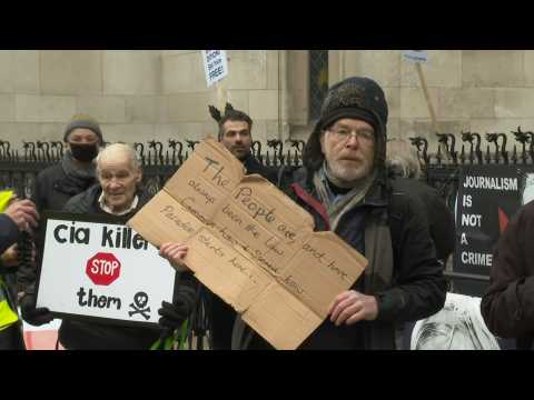 Assange supporters outside London High Court as he wins permission to appeal his extradition