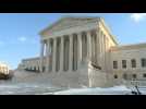 Illustrations outside US Supreme Court, to hear challenges to Covid vaccine mandates