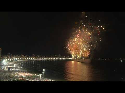 Rio de Janeiro celebrates 2022 with fireworks illuminating Copacabana beach
