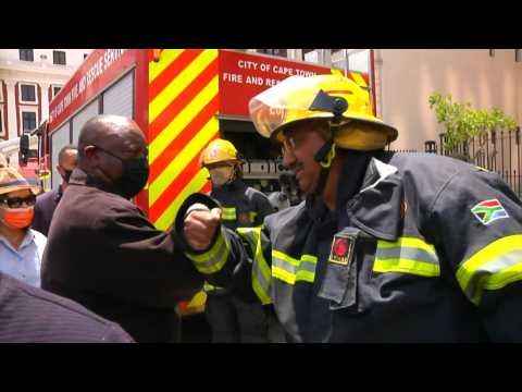 Ramaphosa visits South African national assembly after fire breaks out