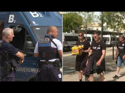 Police at the ready as Frankfurt fans arrive in Marseille for Champions League