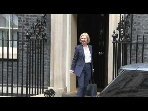 Liz Truss leaves 10 Downing Street for her first PMQs