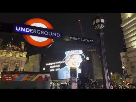 Images of Queen Elizabeth II on display in London's Piccadilly circus after her death