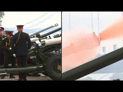Ceremonial 96-gun salute fired in memory of Queen Elizabeth II at the Tower of London