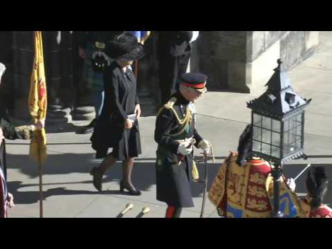 King Charles leaves St Giles' Cathedral after service for Queen Elizabeth II