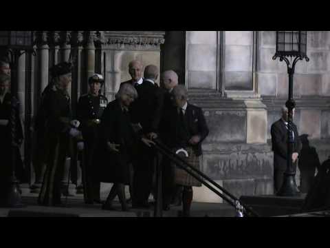 King Charles III and Queen Consort leave St Giles' Cathedral after vigil