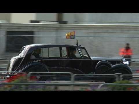 King Charles III and Queen Consort Camilla drive to airport to fly to Edinburgh
