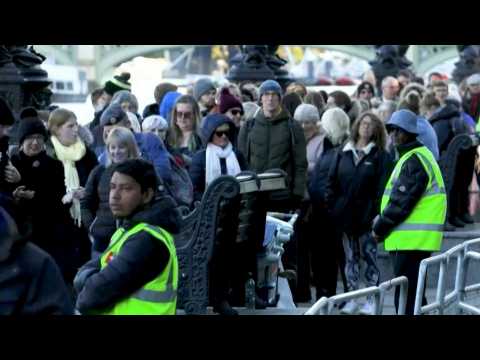 Timelapse of people queuing to see queen's coffin