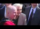 Supporters greet Le Pen before vote in French presidential election