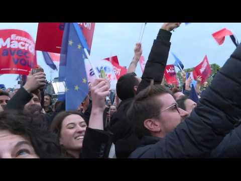 French elections: Macron supporters celebrate near Eiffel Tower