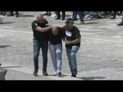 Israeli security forces carry out arrests outside Jaffa gate in Jerusalem's old city