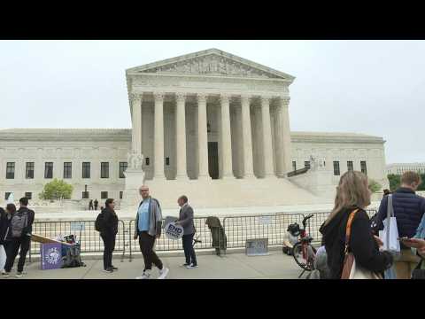 People gather outside US Supreme Court after abortion draft ruling leaks