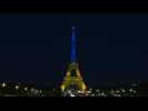 Eiffel Tower lit up in Ukraine's colors